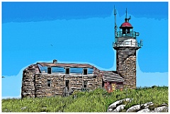 Remote Matinicus Rock Lighthouse in Maine -Digital Painting